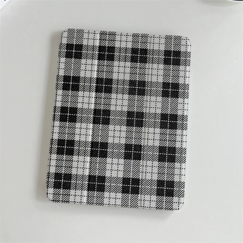 Korean Plaid Case For Apple iPad Air 2024 11 inch Air5/4 10.9 iPad 10/5/6/7/8/9 9.7 Air 3 10.2/10.5\'\' mini 6/5/4 Gen Cute Cases