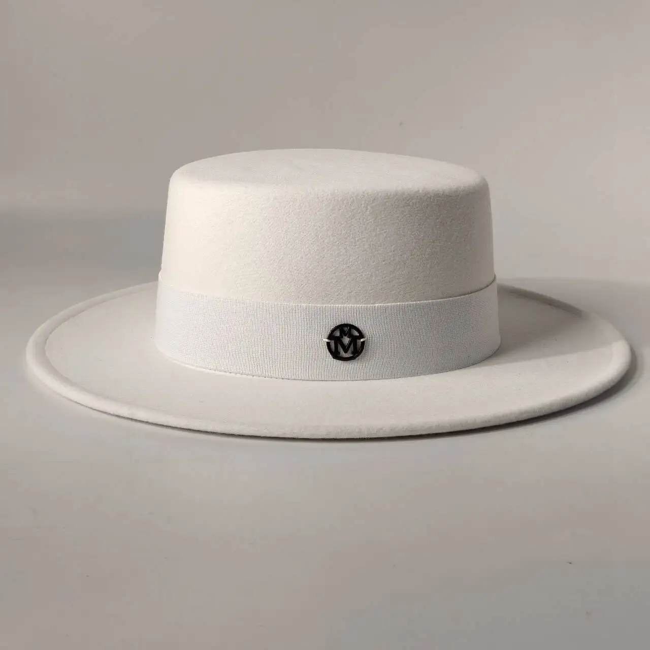 Flat-top French Fedora felt hat Autumn and winter felt hats Letter accessories women's wide-brimmed hat sombrero  chapeau femme