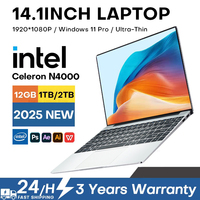 2025 Laptop Computer Windows 11 Pro Intel Celeron N4000 Notebook PC Gamer 12GB RAM 1TB 2TB SSD 1920*1080P Office Study Computer