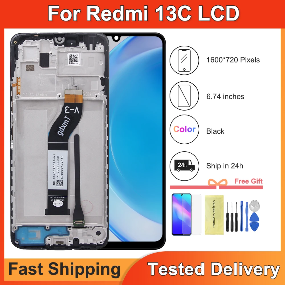 

6.74" For Xiaomi Redmi 13C LCD Display Touch Panel Screen Digitizer Assembly Replacement For Redmi 13c 23100RN82L LCD