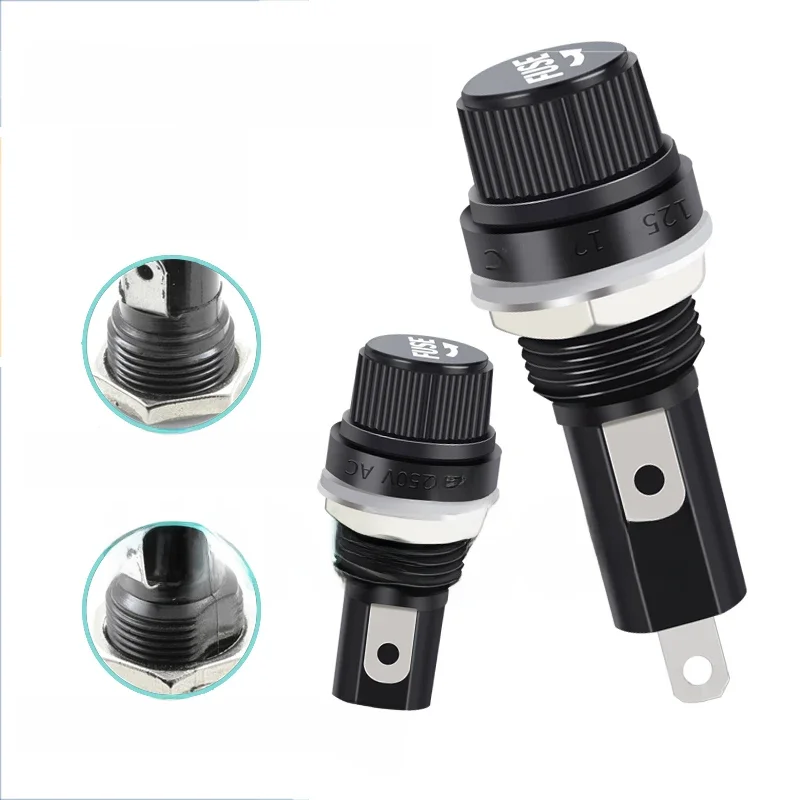 Porte-fusible en verre monté sur panneau, 5 pièces, 5x20mm 6x30mm, douille de Tube d'assurance, porte-fusible 5x20 6x30 12MM, capuchon à vis, porte-fusible de panneau