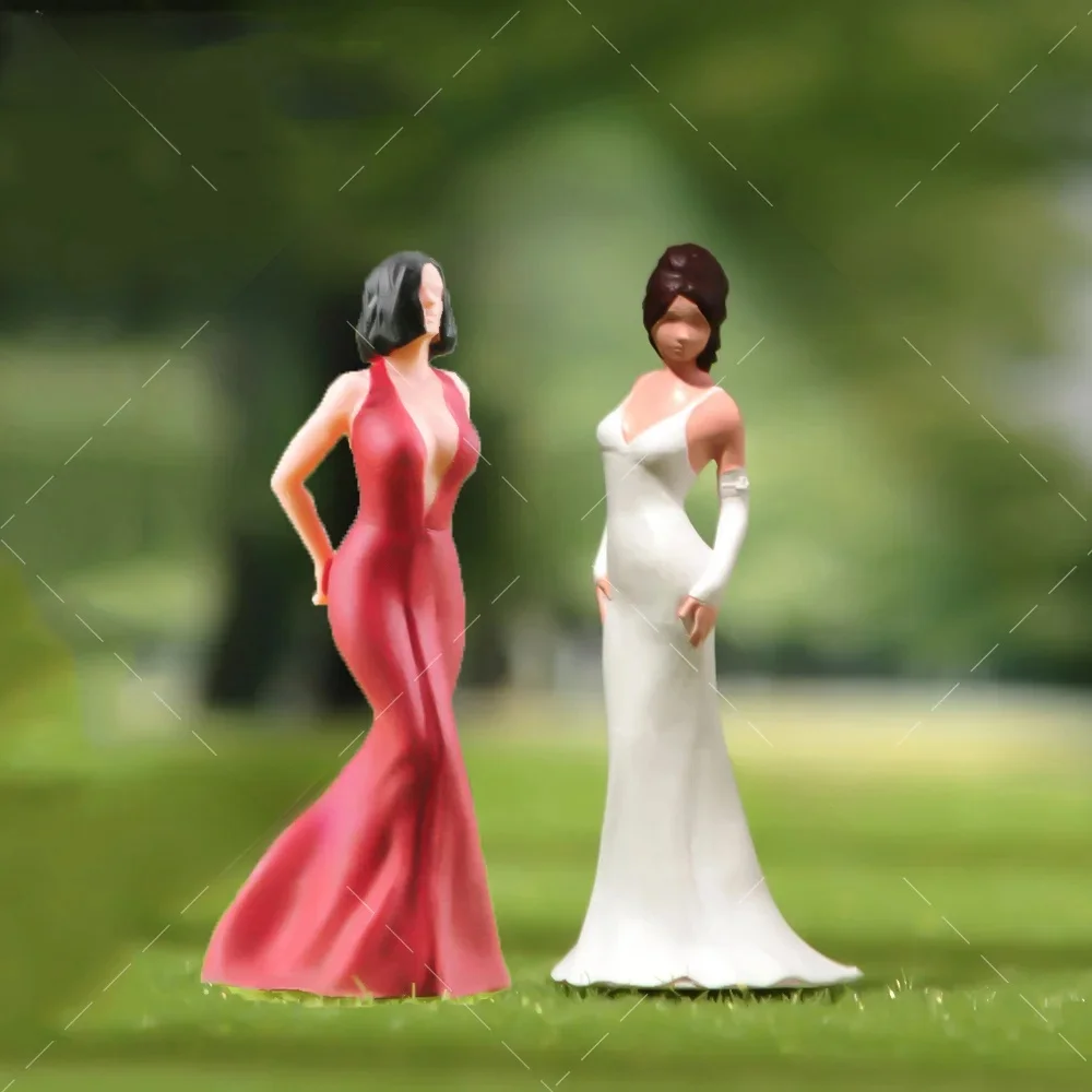 Geschilderde Miniaturen 1/64 1/87 1/43 1/18 1/24 Dragen Avondjurk Meisje Vrouwelijke Scène Figuur Accessoire Ongeverfd Model Voor Versieren - afbeelding 2