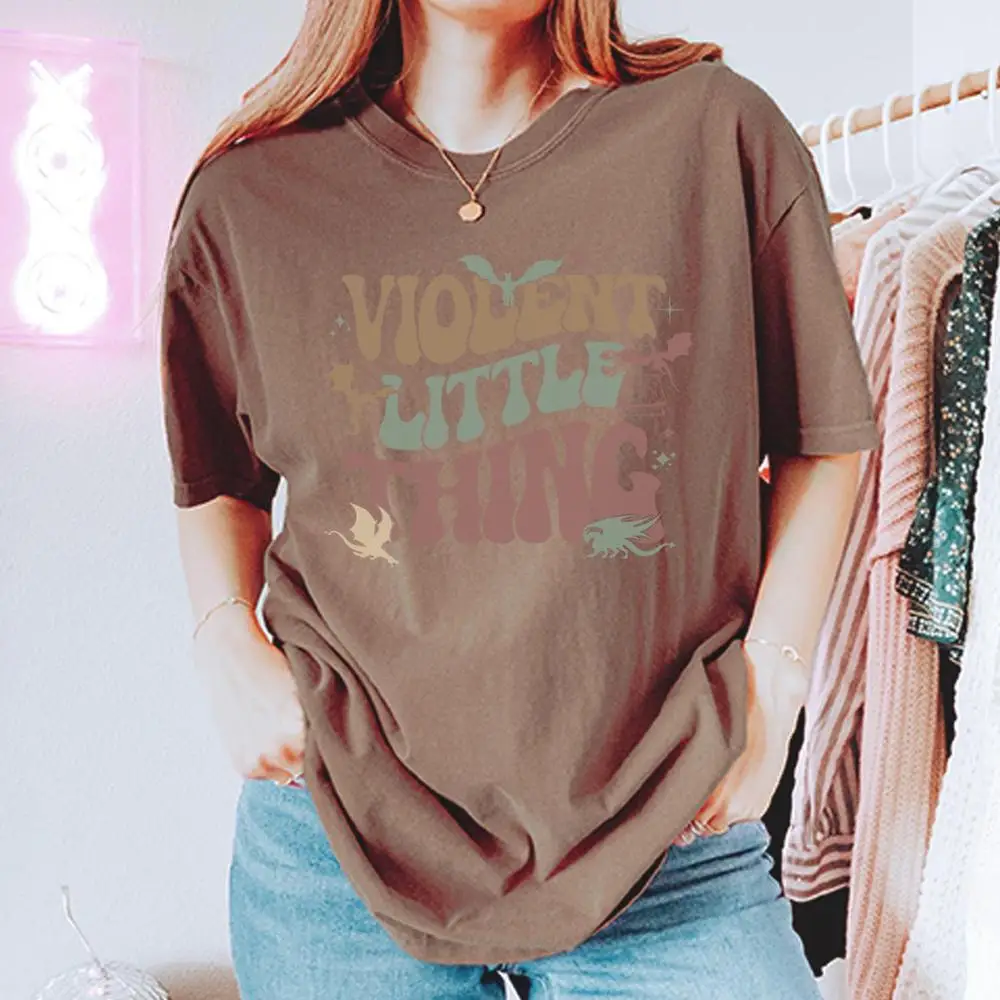 Vrouwen Katoenen T-shirt Gewelddadige Kleine Ding Vintage Zachte T-shirt Vierde Vleugel Xaden Citaat Tee Dragon Rider Tee Fashion Crop Tops