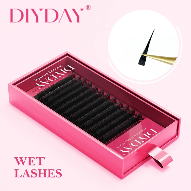 DIYDAY 5D Fairy Lashes Spikes Wet Lashes Cluster Premade Fans 5D Flora Mink False Eyelashes for Makeup