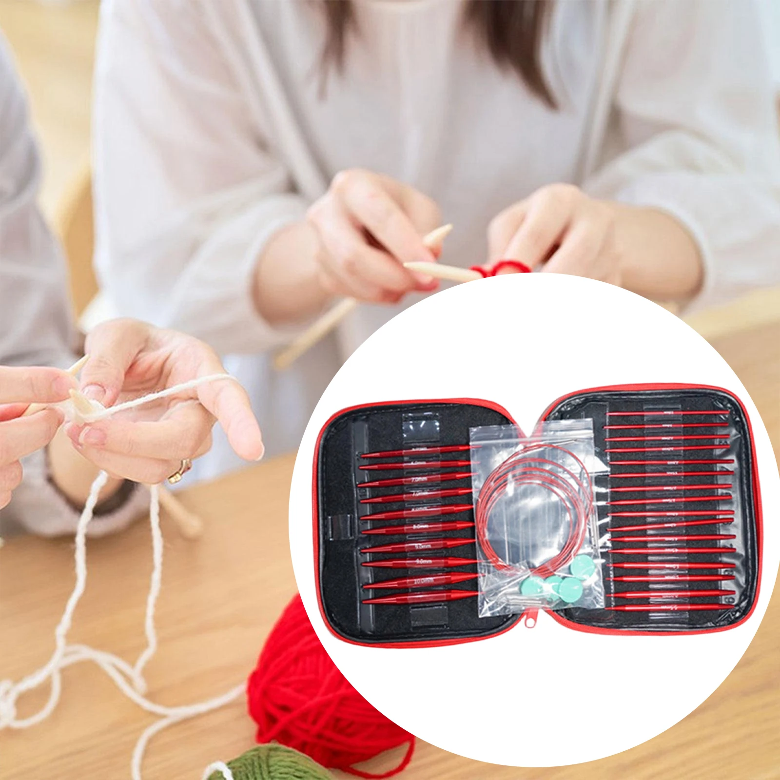 

Набор круговых спиц из алюминиевого сплава, портативный инструмент для вязания, многофункциональные спицы, набор для вязания крючком