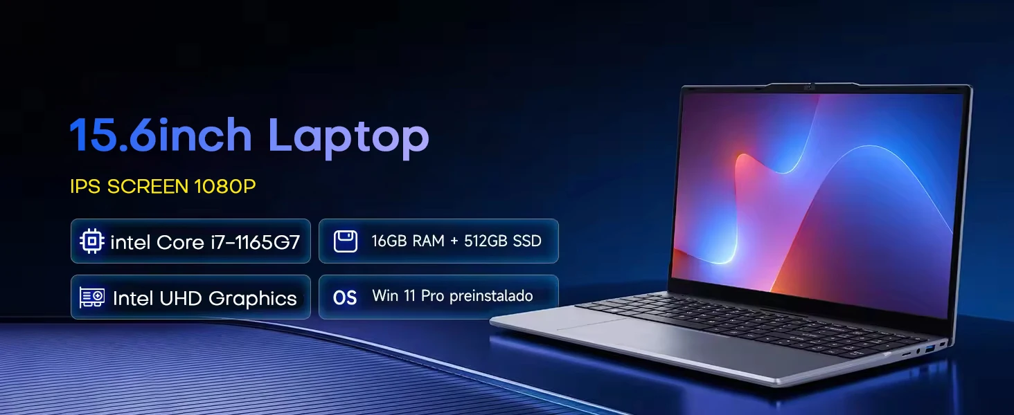 15.6" Laptop Computer Intel Core I7 1165G7 Windows 11 Pro Portable Notebook PC 16GB RAM 1TB 2TB SSD Backlight Office Study Laptops Gaming