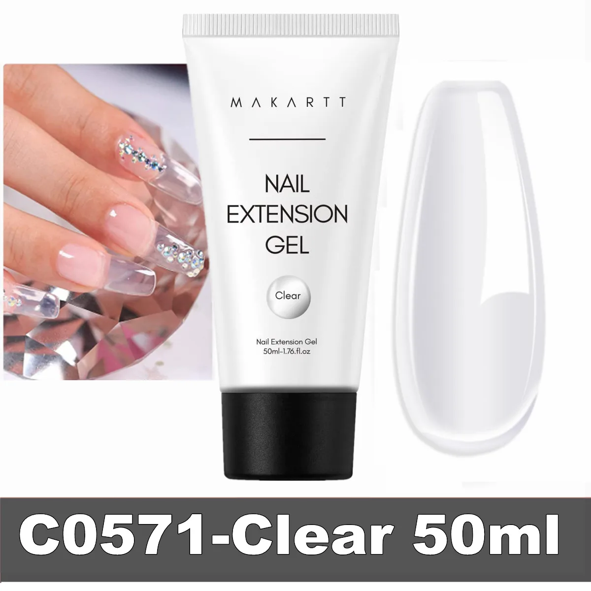 Makartt Poly Extension Gel voor Nagels, 50ML Roze Glitter Nude Transparante Harde Builder Gel Franse Manicure DIY Design Art Thuis Salon