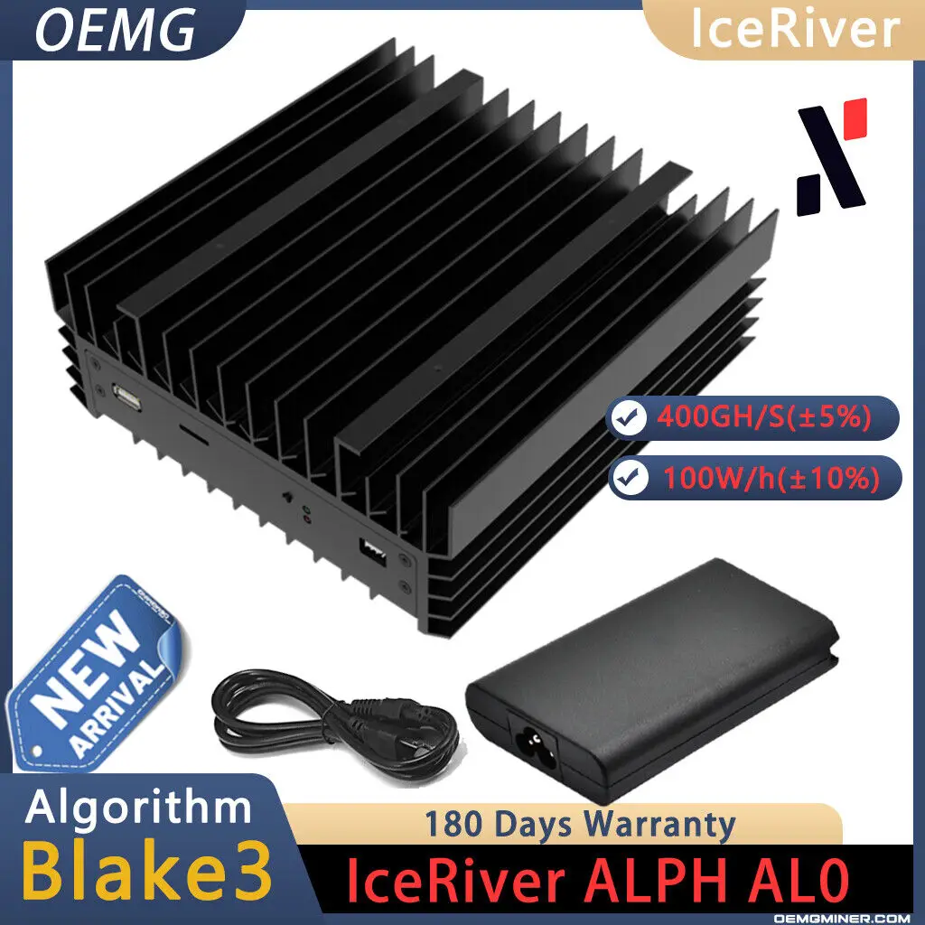 

НОВЫЙ ICERIVER AL0 400GH/S 100W ALPH Черный 3-алгоритм-майнер с блоком питания на складе