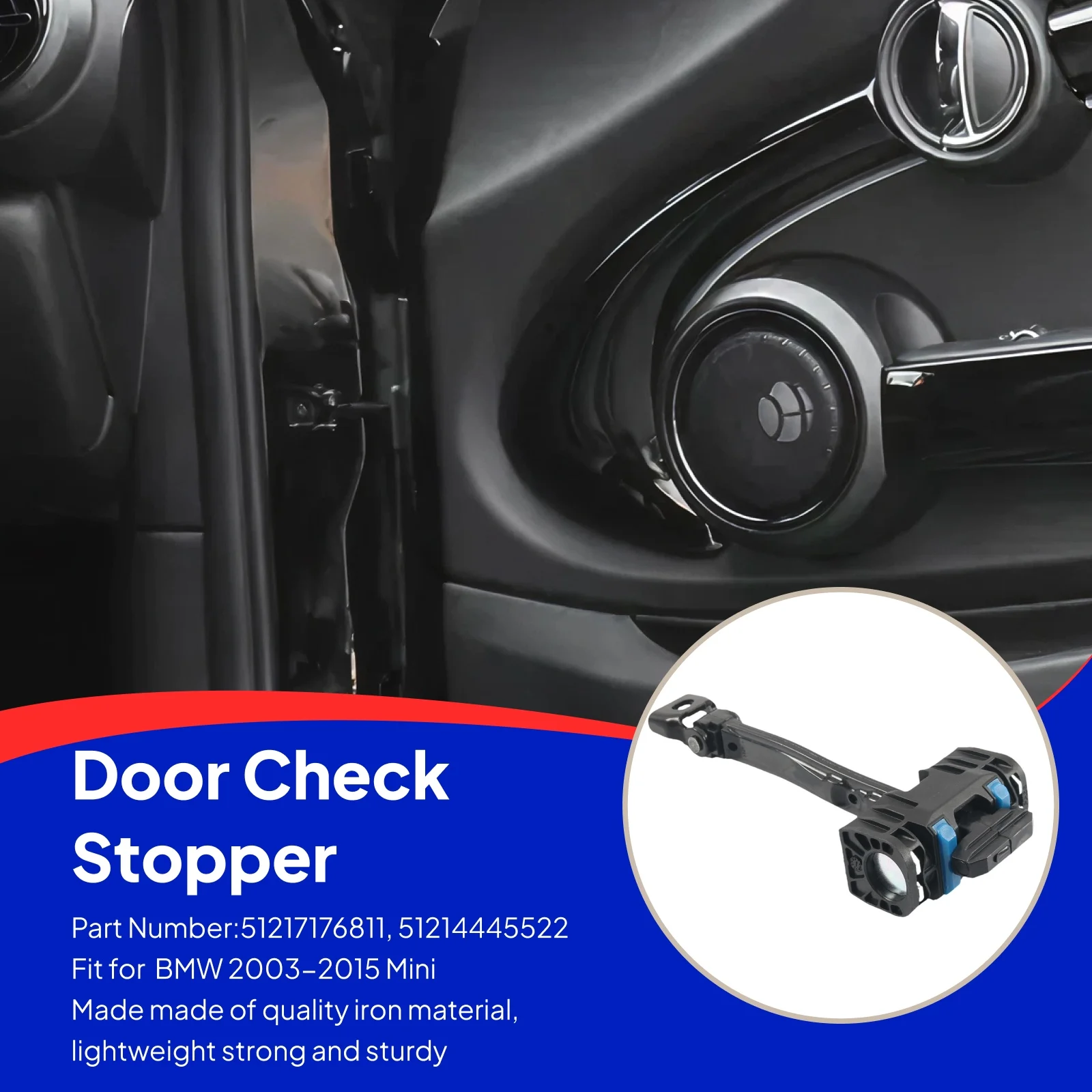 

Assembly Door Check Stop Strap High Performance Accessory Spare Parts Replaces Car Accessories for 2003-2015 Mini