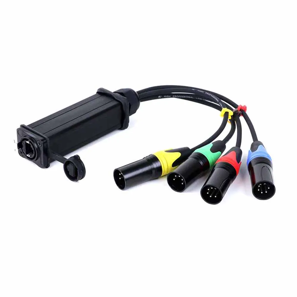 4 Channel 5Pin XLR Male+Female Multi Network Receiver to Ethercon Cable-XLR,DMX Channels Over STP RJ45 Cat5/Cat6 Ethernet Cord