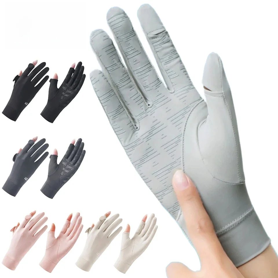 AliExpress NONE GOBYGO 1Pair Summer Sun-protective Gloves Flip Your Fingers To Touch The Screen Breathable Raw Yarn Cycling UV Protection Gloves