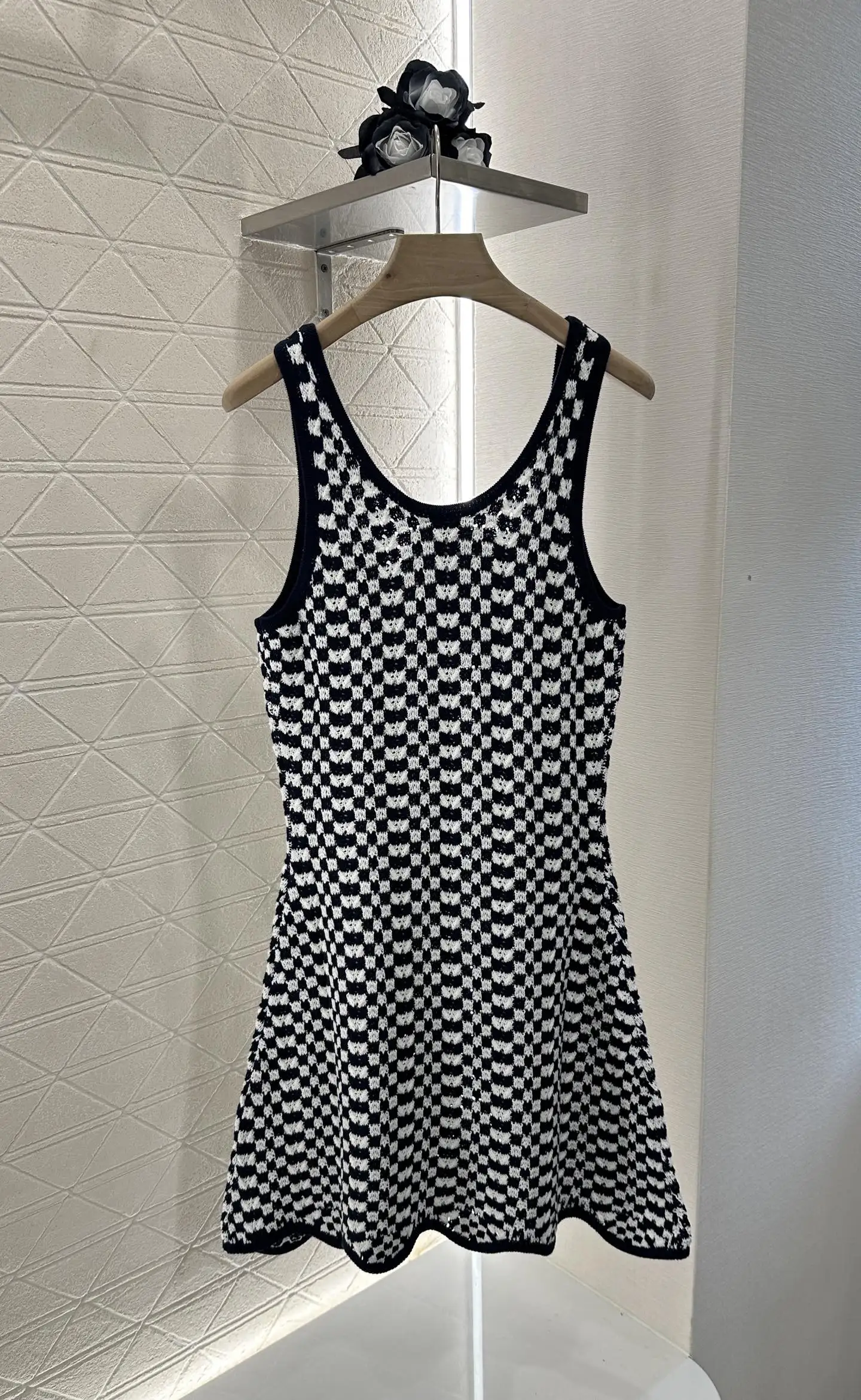 

2025 New 100% Cotton Yarn Slim Knitted Tank Top Skirt 206