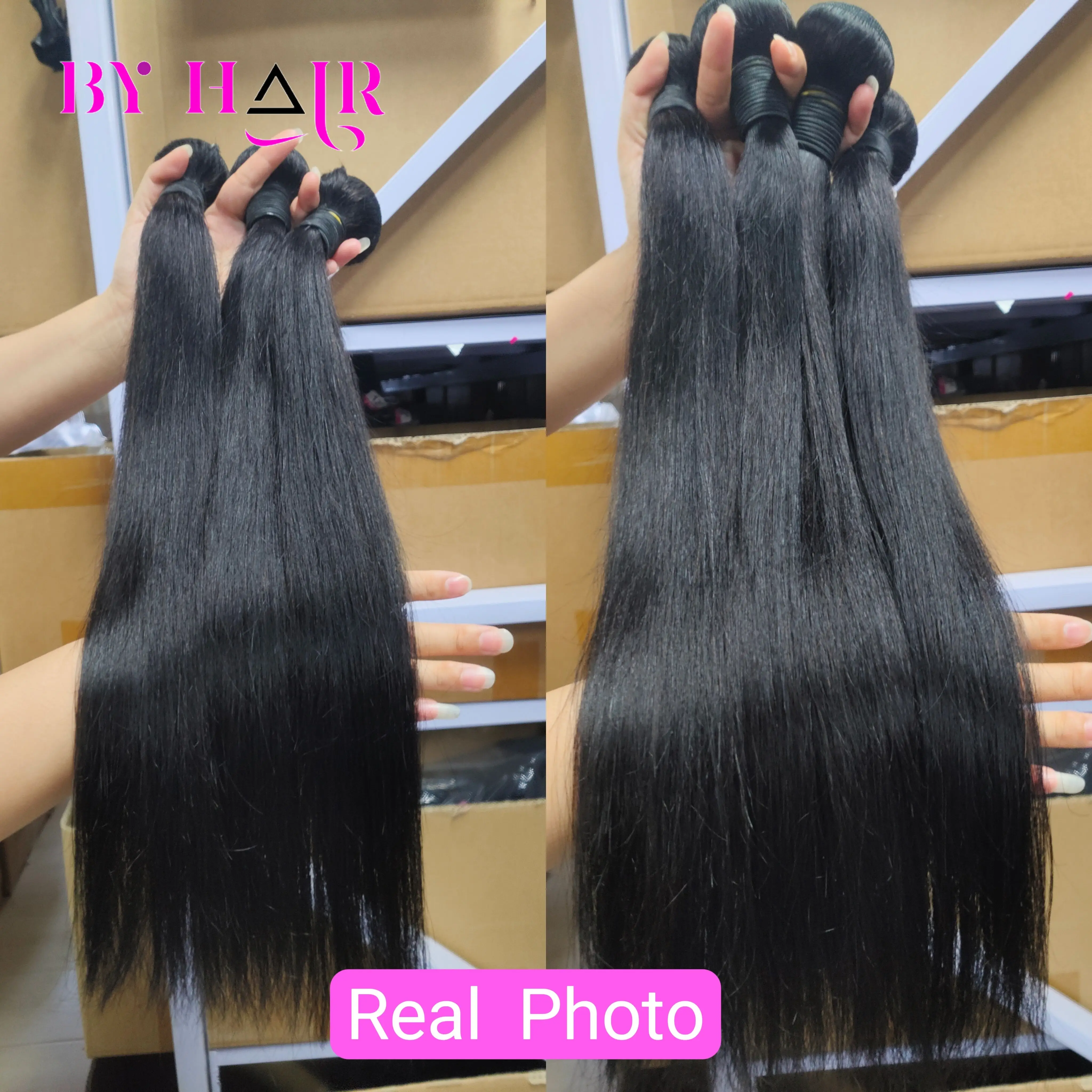 Straight Human Hair Bundles Remy Hair Extensions For Women Weave 26 28 30 32 Inch 100% Unprocessed Remy Straight Peruvian Hair