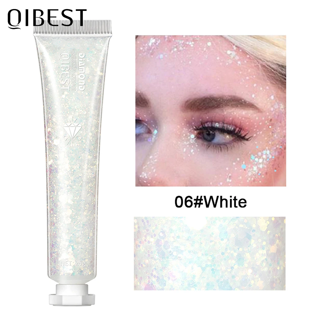 

QIBEST Highlighter Powder Glitter Sequins Gel Shimmer Contour Blush Powder Makeup For Face Body Highlight Makeup 6 Colors 4g