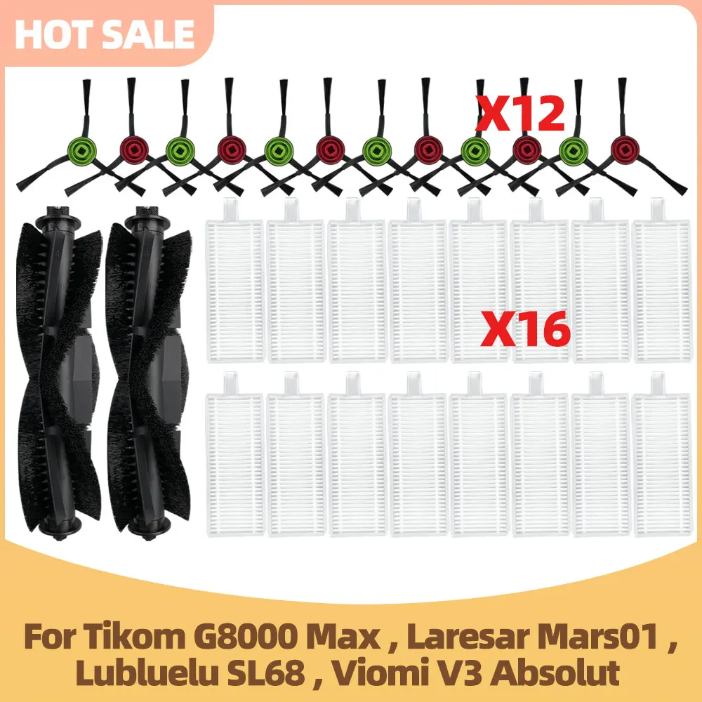 Kompatibel für Tikom G8000 Max, Laresar Mars01, Lubluelu SL68, Viomi V3 Absolut Zubehör Hauptbürste Seitenbürste Filter Ersatzteile