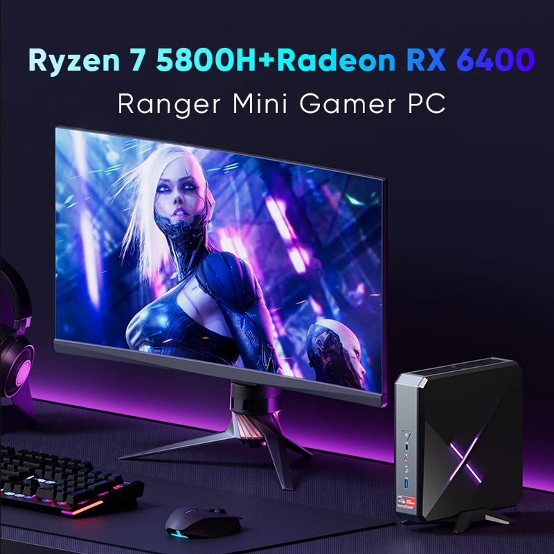 2023 Hete Mini Pc Gamer Amd Ryzen 7 5800H Radeon Rx 6400 Windows 11 2 * Ddr4 2Xnvme 2X2.5G Lan Gaming Desktop Computer Wifi6 Bt5.2