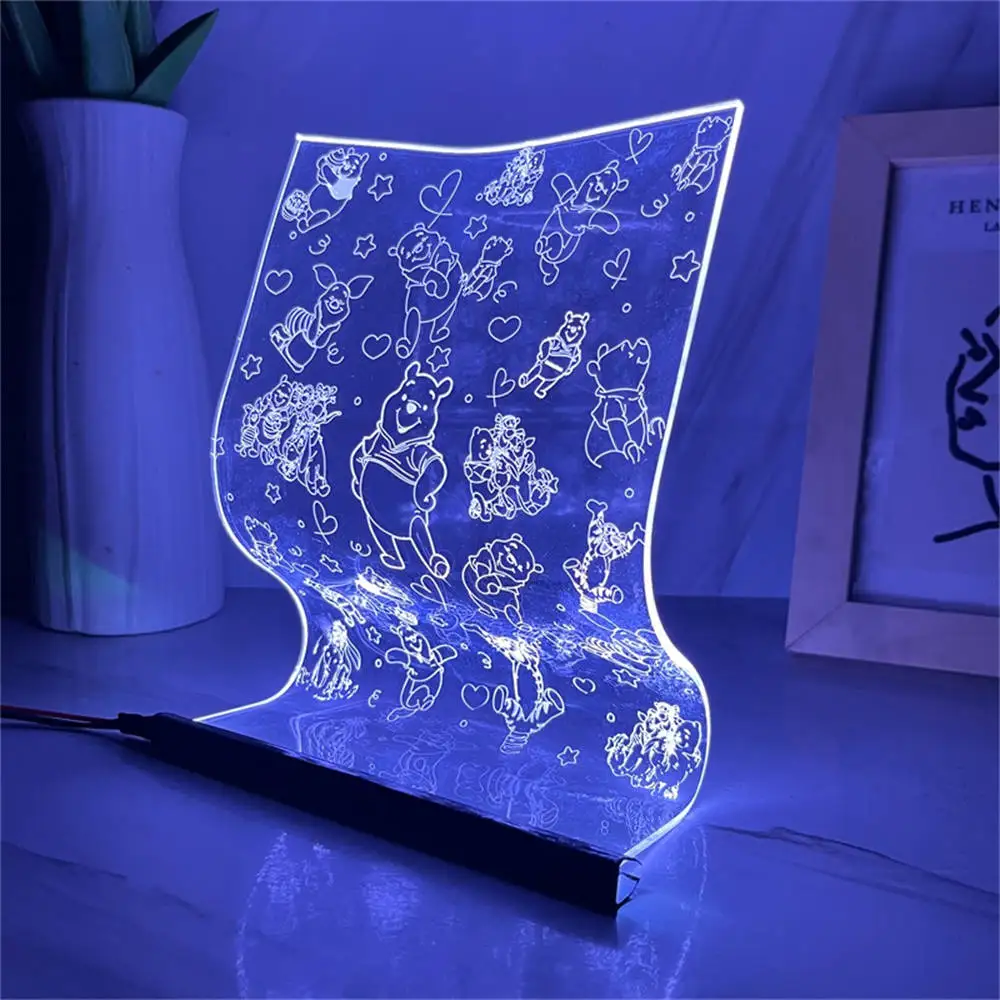 Cute Bear LED Table Lamp LED Acrylic Light Guide Desk Lamp Popular Animation IP Art Decor Lamps Desk Lighting for Kids Best Gift