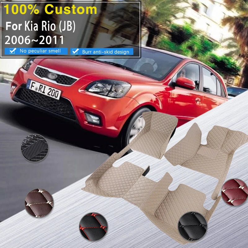 Car Floor Mat For Kia Rio Pride JB 2006 2007 2008 2009 2010 2011 Hatchback Waterproof Car Mat Tapetes Para Carro Car Accessories