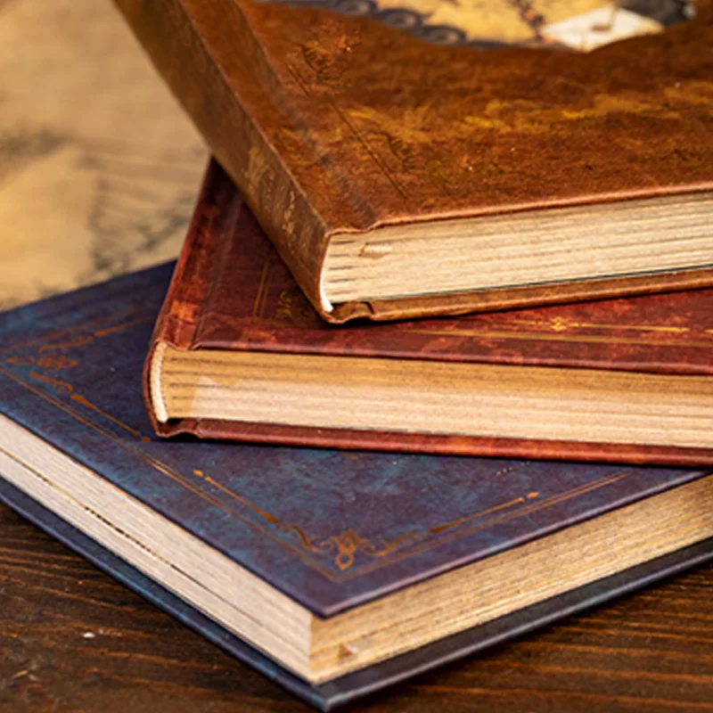 Mr.Paper 192pcs Vintage Style Notebook Set, Gold Foil Writing Pad for Journaling Note Taking, Retro Stationery Paper Sheets