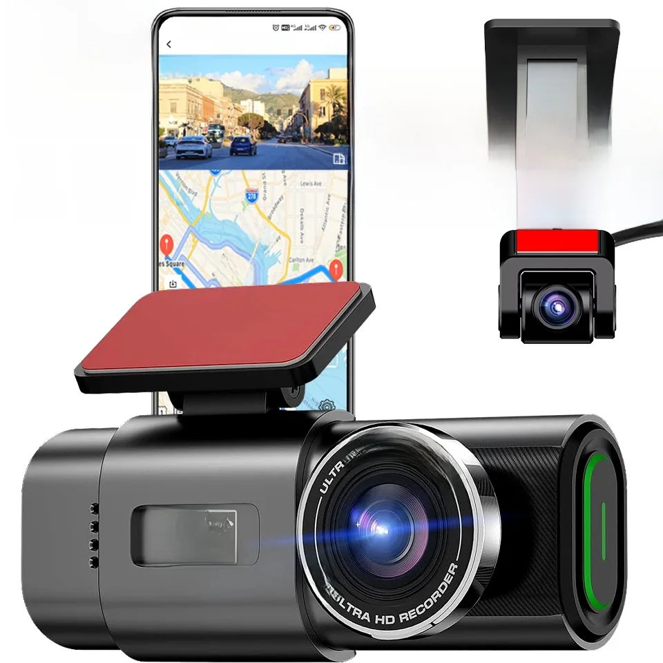 E-ACE 4K Dashcam Mini Camera Recorder GPS Wifi 24H Parking Dual Lens With 1080P Rearview Camera Night Vision Black Box For Car — zdjęcie 2