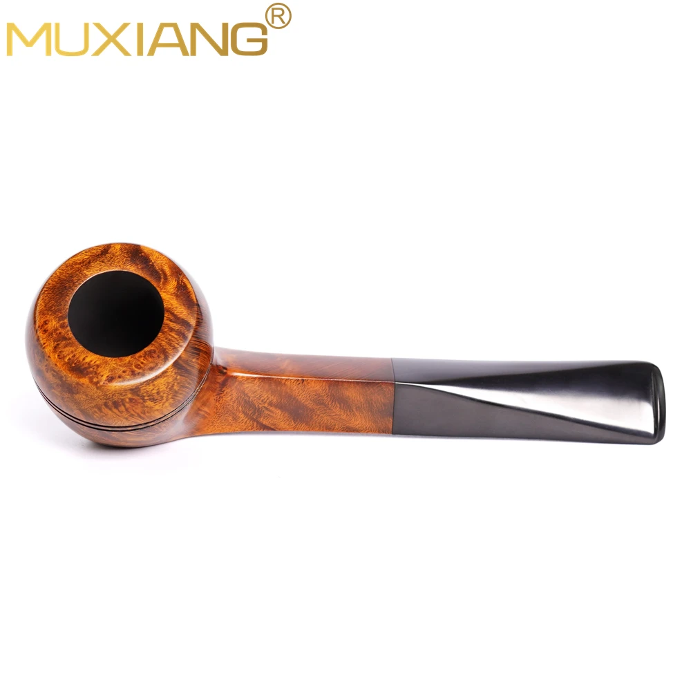 MUXIANG handmade briar pipe, 3mm pipe channel, classic bulldog pipe, straight handle vulcanize rubber pipe mouth Father Day gift