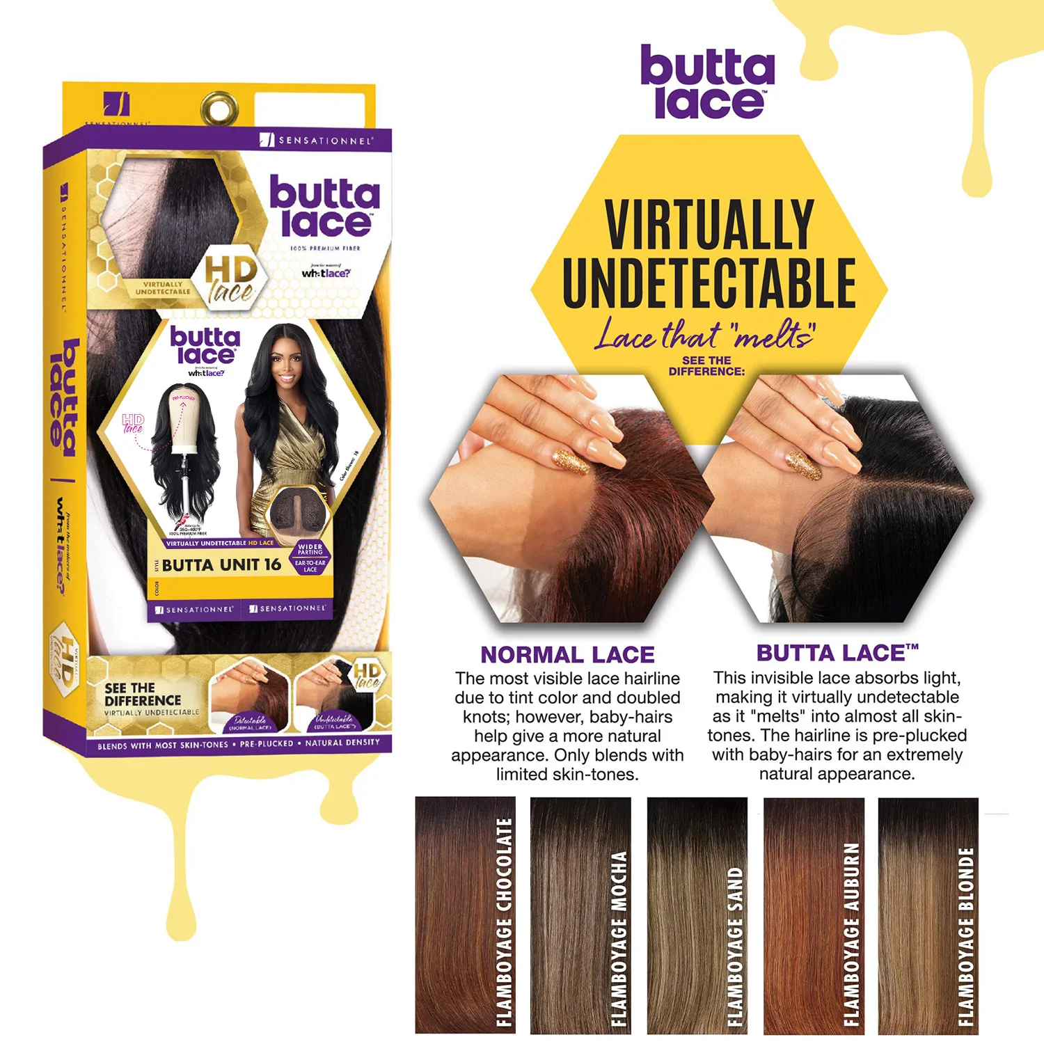 شعر مستعار بدانتيل أمامي عالي الدقة ، 16 طويلًا ، منتوف مسبقًا ، مظهر طبيعي ، آمن للحرارة