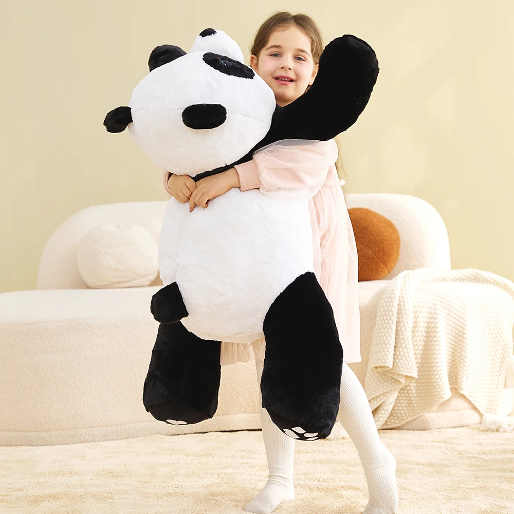 Ikasa panda gigante brinquedo de pelúcia animal, 30 "grande bonito jumbo brinquedos macios, enorme tamanho grande pelúcia fofo gordura oversized plushie, presente