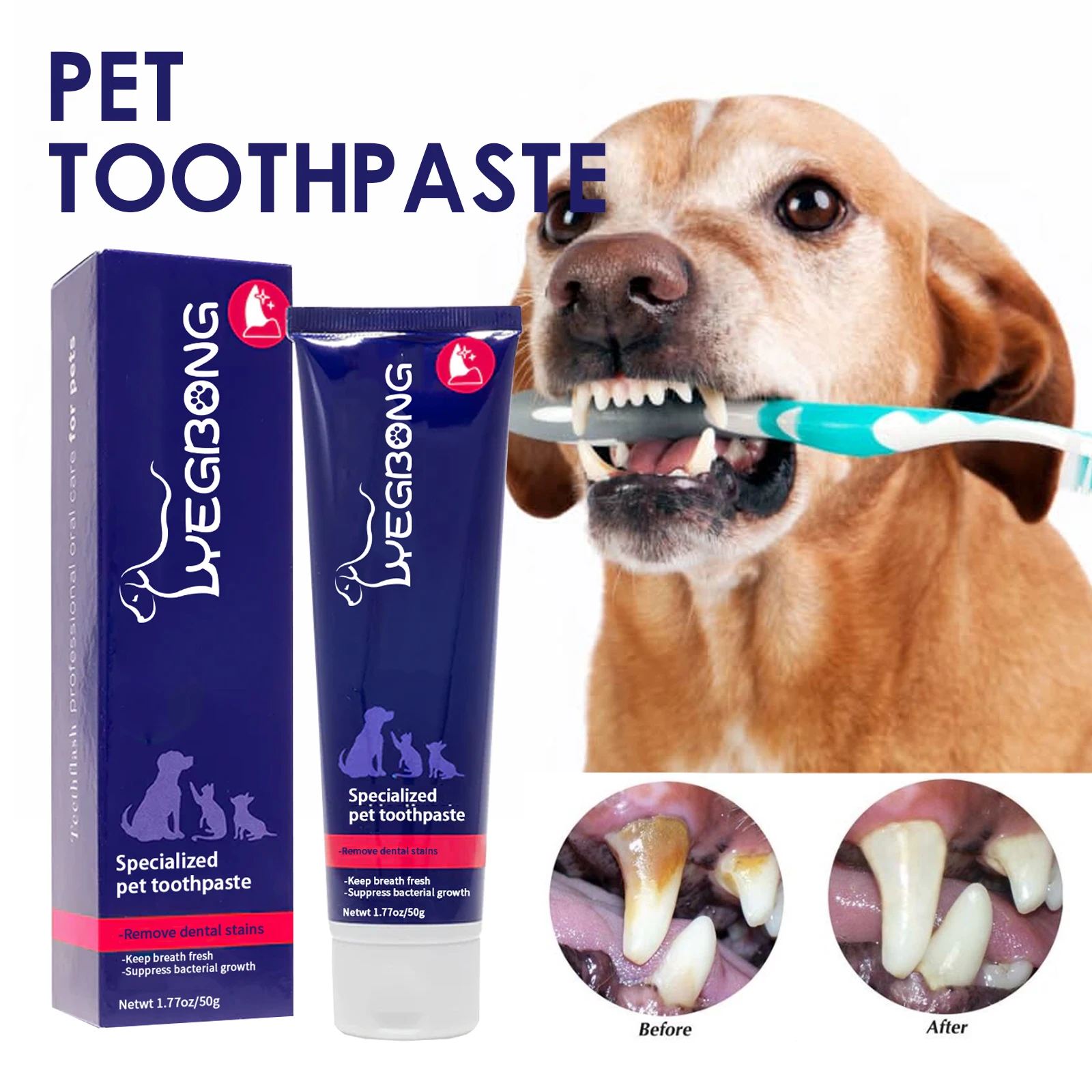 

Pet Oral Cleaning Cream Whiten Teeth Peppermint Extract for Freshness Dogs Oral Healthy Care Stain Odor Removers Pet Supplies