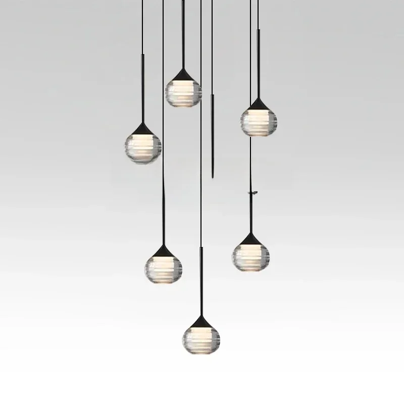 Goutte d'eau pendentif LED chambre lampes de chevet moderne cage d'escalier lumière salon plafond suspension lampe intérieur escalier lustre