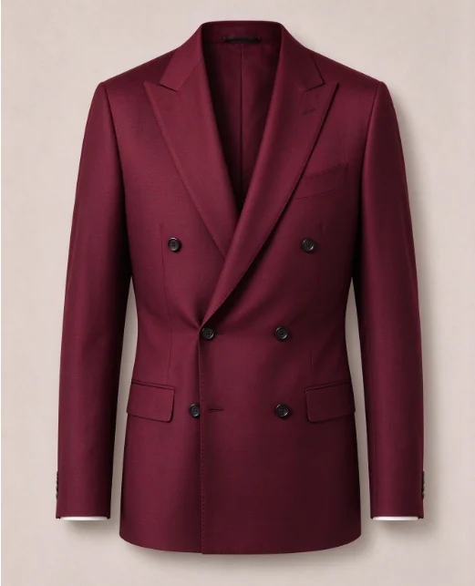 Men Double Breasted Suit Jacket Solid Color Blazer Formal Business Wedding Groom Suit Coat Customizable At No Extra Fee