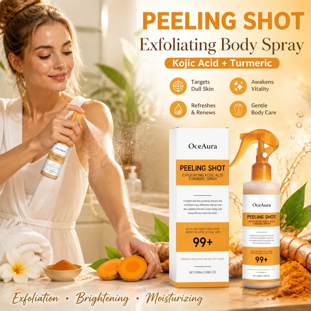 Kojic Acid Turmeric Exfoliating Spray Collagen Gently Cleans the Body Skin Moisturizes Softens Revitalizes and Tightens the Skin