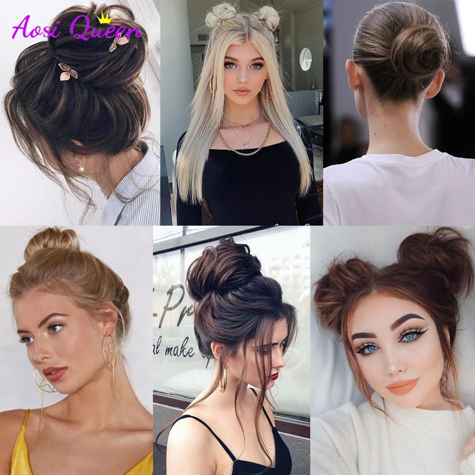 AS Short Curly Chignon Clip-on Hair Synthetic Elastic Band Hair Bun Hairpiece Donut Roller Bun Fake hair Claw Clip For Women