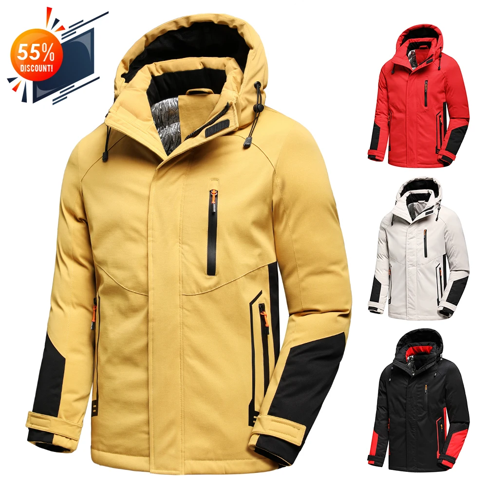 5Xl Plus Men 2022 Winter New Outwear Thick Warm Parkas Jacket Coat Men Outdoor Casual Windproof Pocket Detachable Hat Parka Men