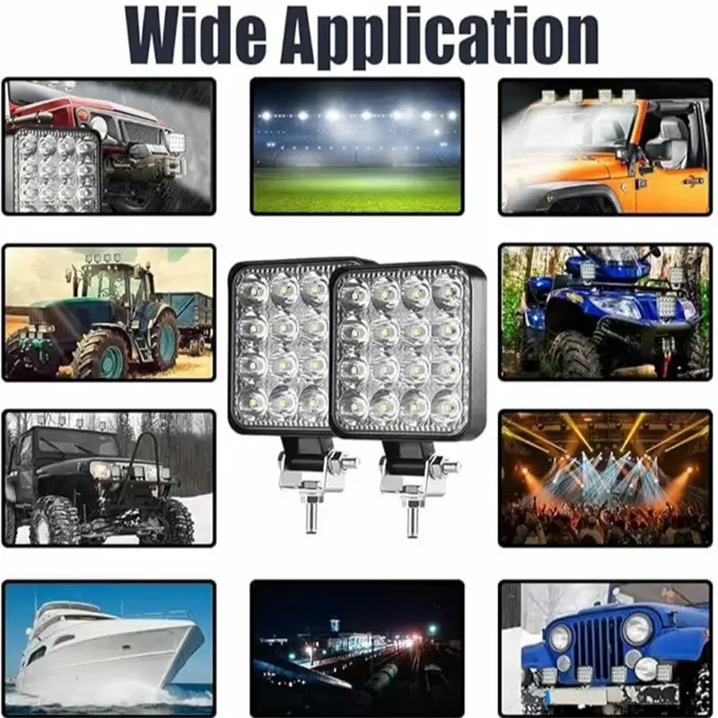 2PCS 48W LED Fog Light Square Offroad Driving Spot Light Work Light for Truck Tractor Trailer Excavator Pickup 12V-48V view 6