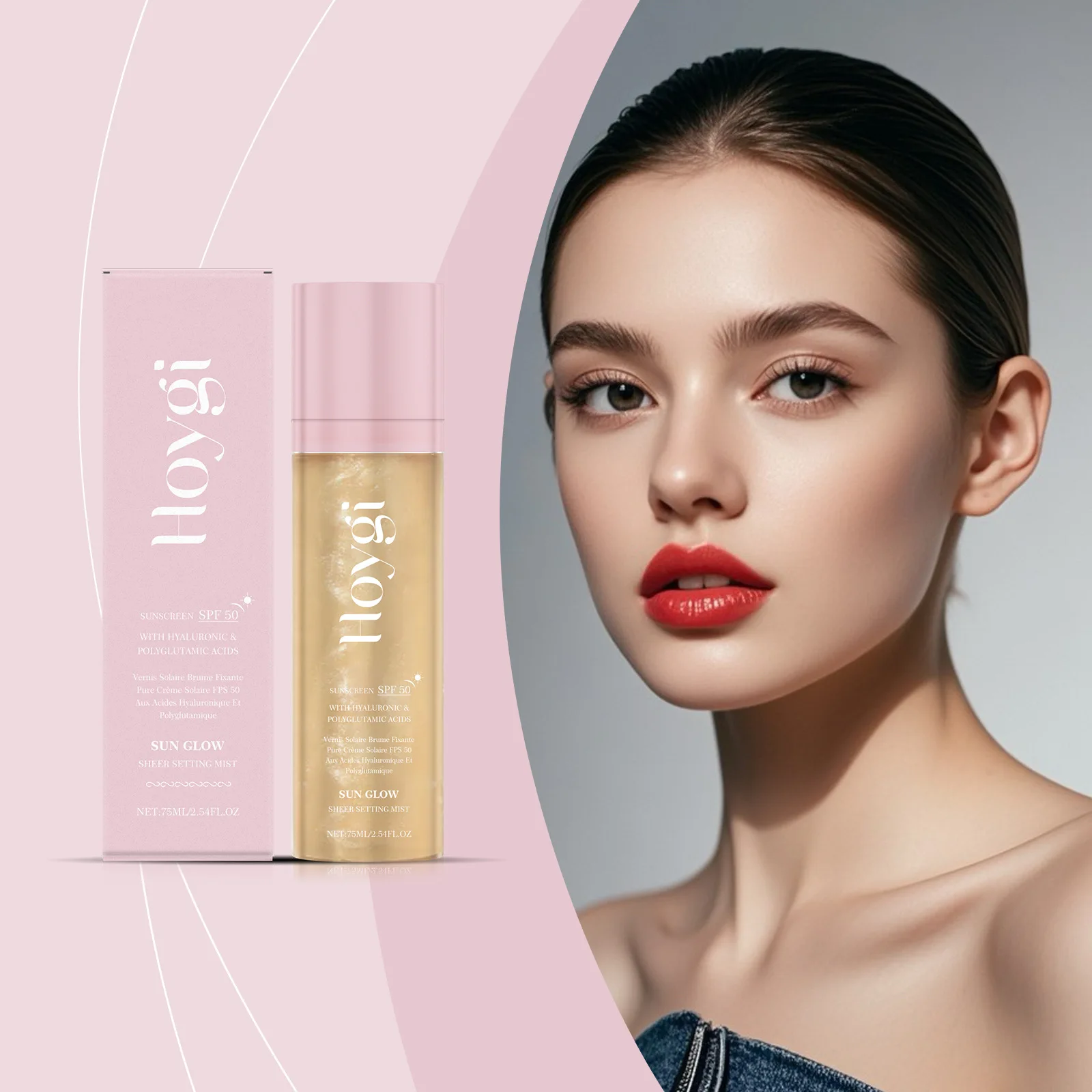 Hoygi 75ml Spf 50 + protector solar Spray Facial Control de aceite hidratante duradero niebla mate fijador Natural ajuste de maquillaje bloqueador solar Spray