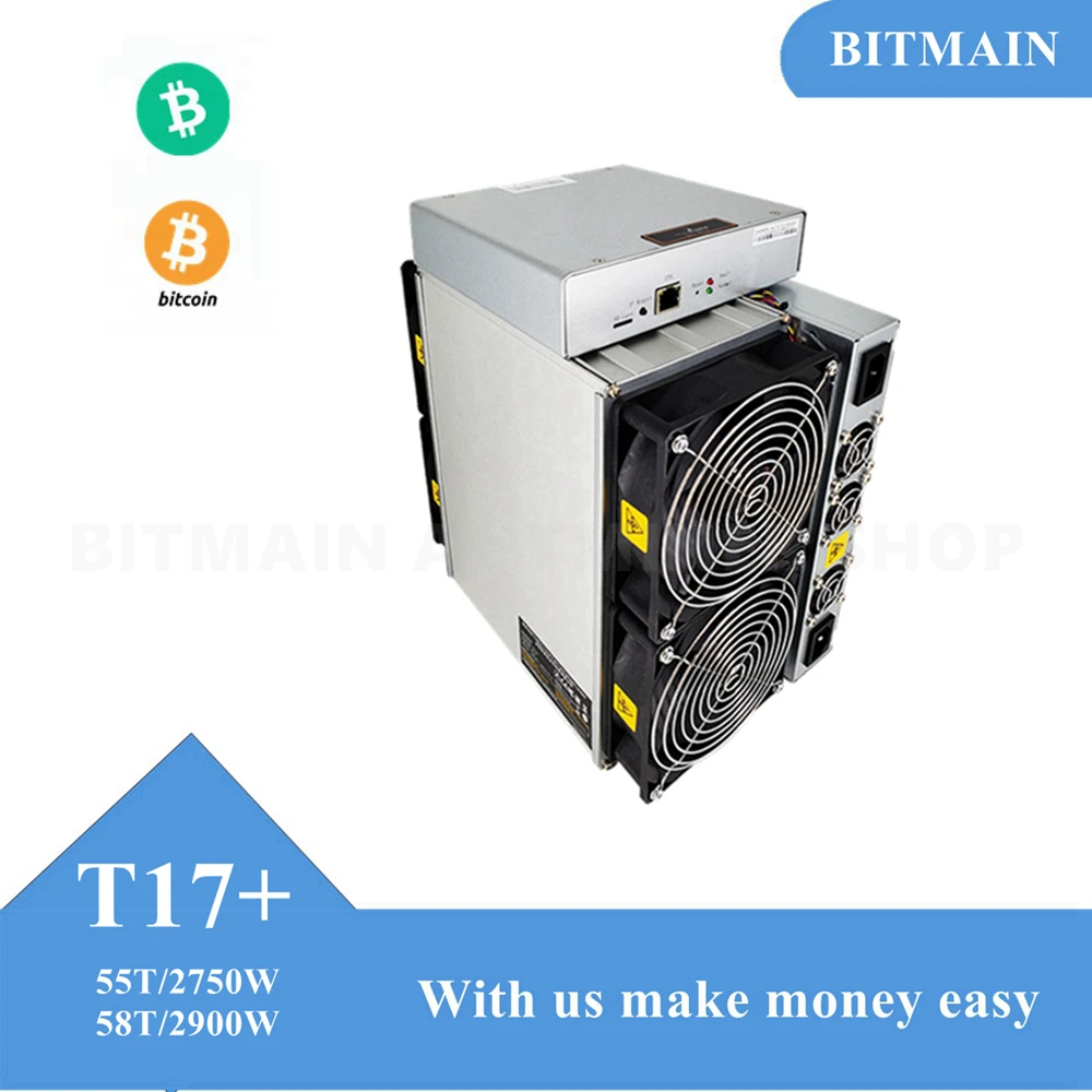 Bitmain antminer t17 + 58t 64t alta taxa de hash SHA-256 3200w asic t17 mais mineiro com fonte alimentação