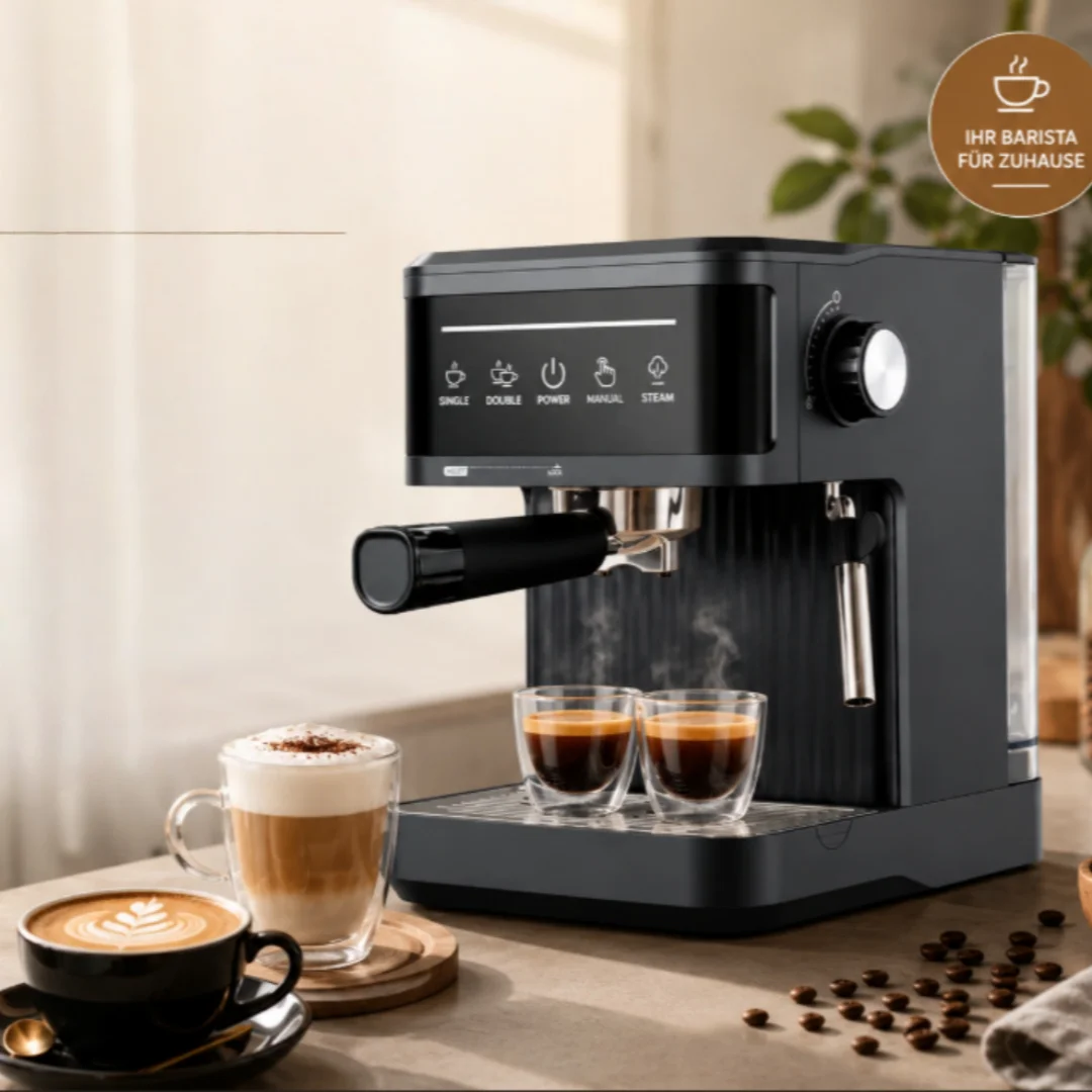 20 Bar Espresso Maschine mit Milchaufschäumer Touchscreen 1,8L Wassertank Kaffeemaschine für Latte Cappuccino