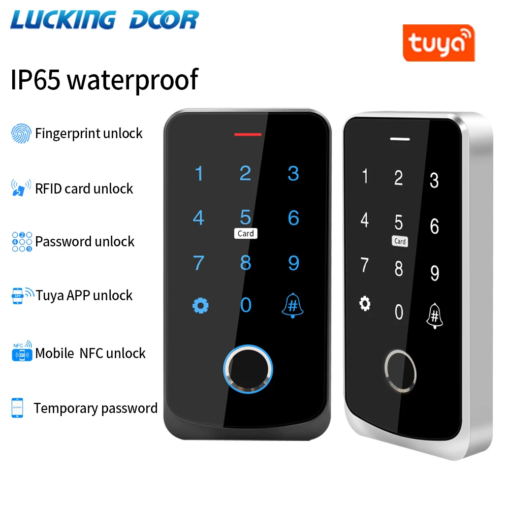 Waterproof Tuya APP Access Control Keyboard Bluetooth Remote Control RFID IC M1 Card Fingerprint Access Keypad Door Lock Opener