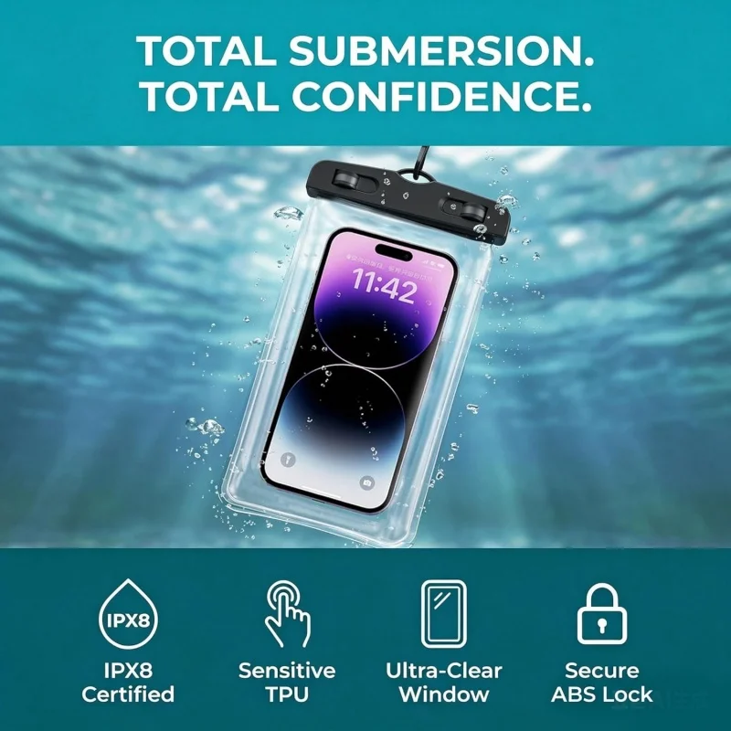 Waterproof Phone Pouch,Floatable Waterproof Phone Pouch with Touchscreen,Universal IPX8 Waterproof Cell Phone Case,Underwater Photography,for Swimming,Rafting,Diving,for All Models image 5