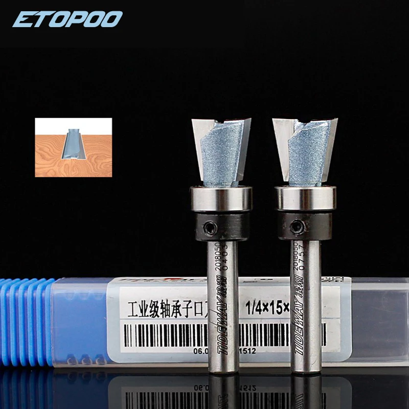 1PC 1/4" (6.35mm) 14.2mm 15.2mm 15mm Diamond dovetail knife PCD Dovetail Cutter Diamond Wood Cutter Furniture Solid Wood Plywood