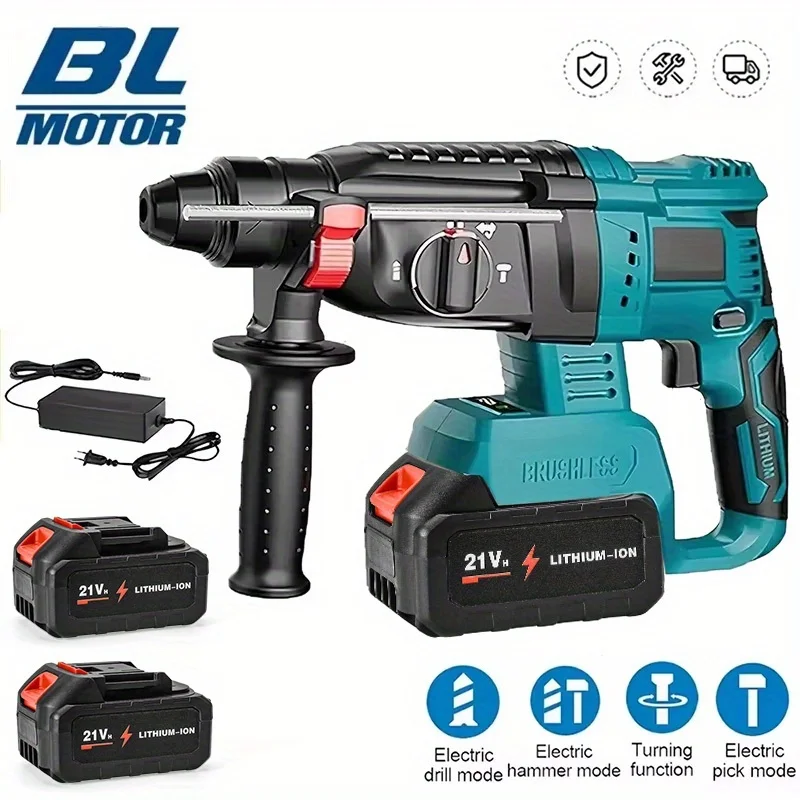 Martillo Rotatorio Eléctrico Inalámbrico de 27 mm, Martillo Percutor Multifuncional, Herramientas Eléctricas para Batería Makita