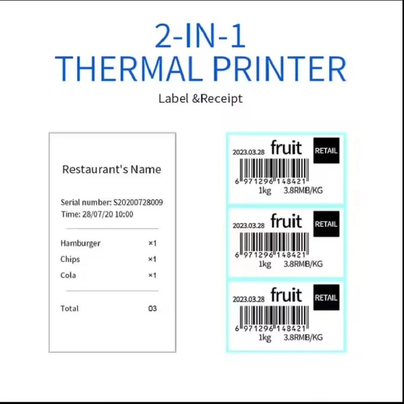 MHT-P29L Effective Mobile Potable Printer 80mm Wireless Bluetooth 80mm Label Receipt Printer Sticky Price Tag Mini Portable