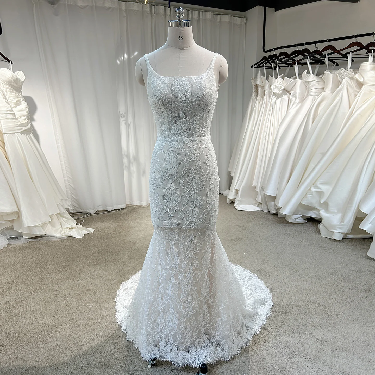 

Sharon Said Romantic Mermaid Off White Lace Wedding Dress 2025 Elegant Square Collar Corset Princess Bride Gown AM018 Customized