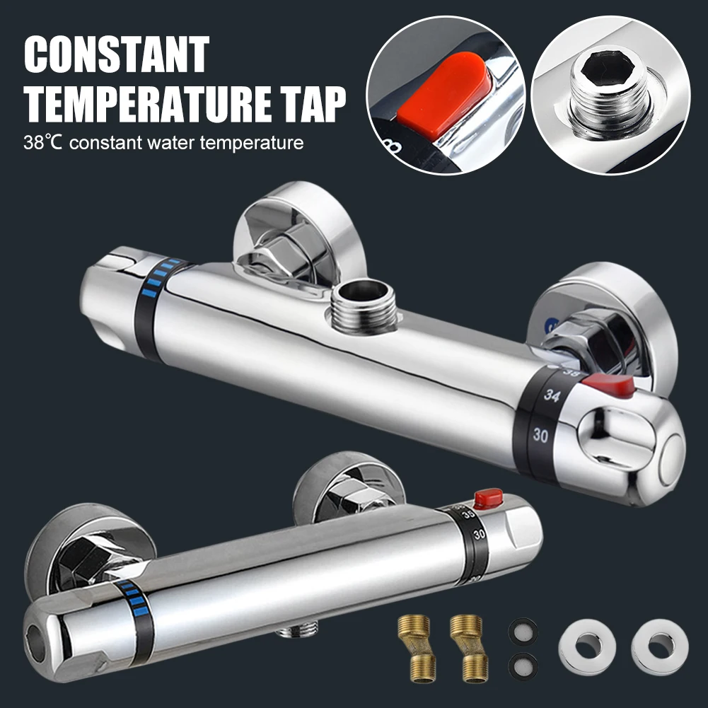 Thermostatic Shower Faucets Mixing Valve Wall Mount 38 ℃ Constant Temperature Control Shower Hot Cold Mixer Faucet Valve Bath Accessories