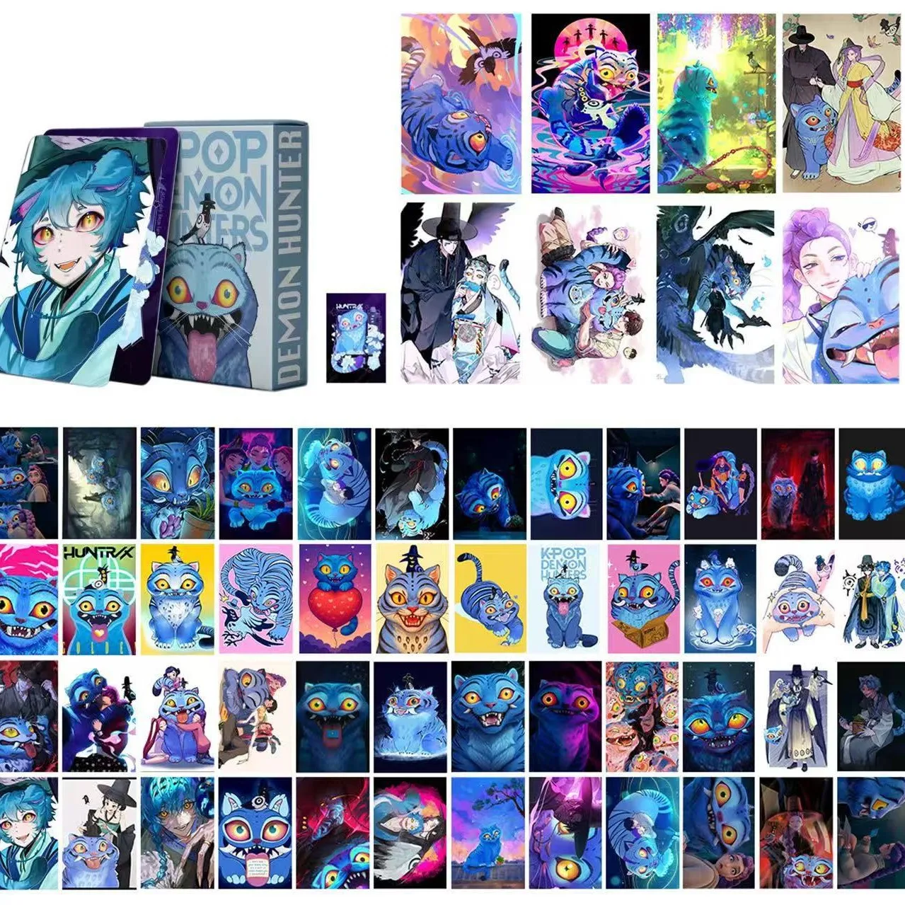 Kpop Demon Hunters Anime Trading Cards55Pcs Set - HUNTR/X Rumi Zoey Mira Laser Lomo Cards for Collectors, Fans Gift Idea, Carto
