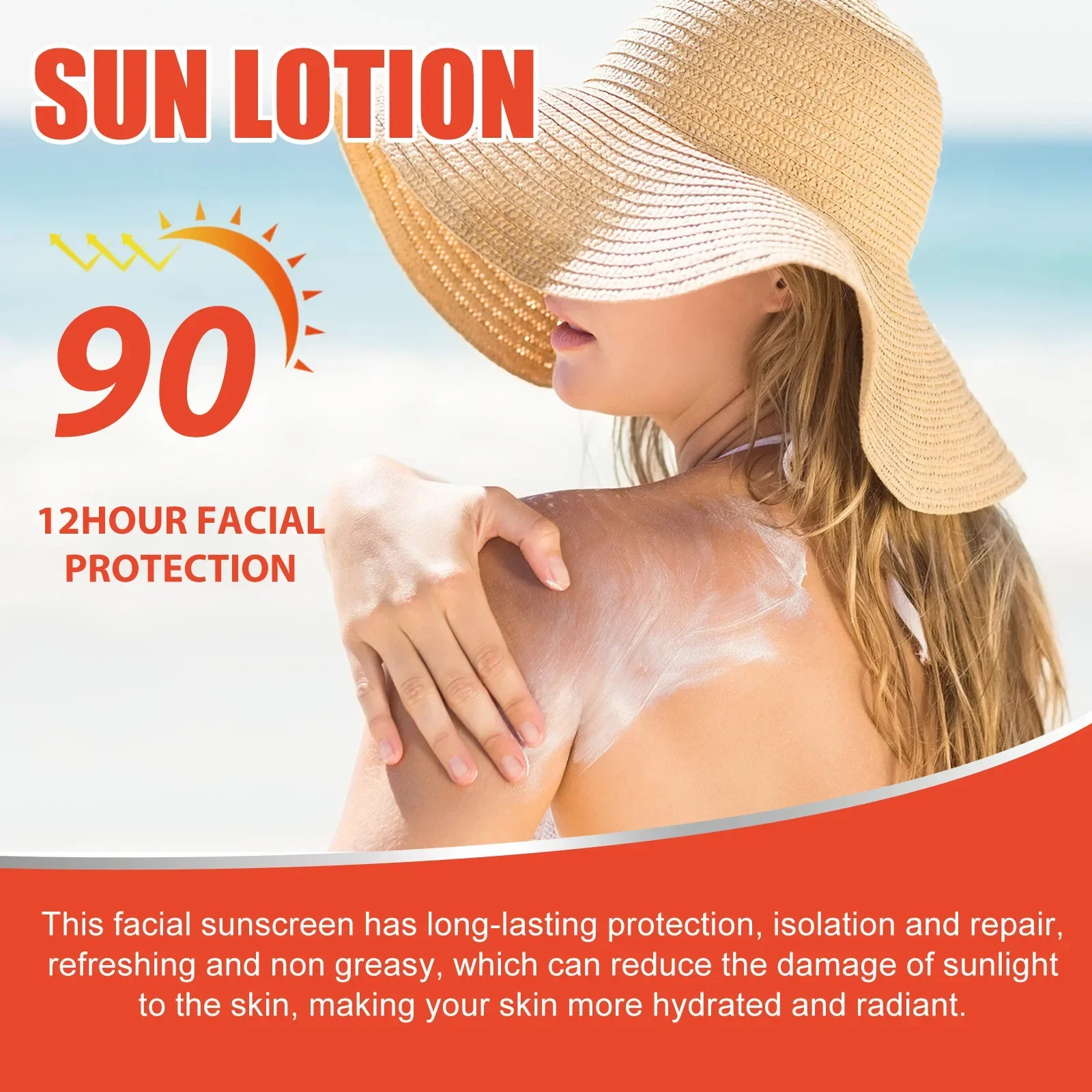 Body Sunscreen Spf90 Sunblock Resistant Sunburn Solar Blocker Refreshing Skin Protective Cream Waterproof Whitening Sun Cream