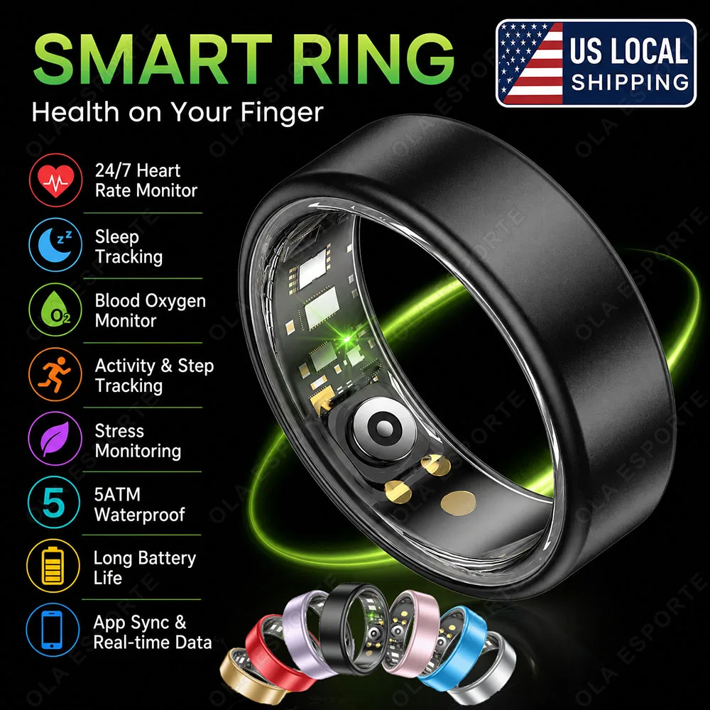 Multi-function Smart Ring Heart Rate Blood Oxygen Health and Sleep Monitoring Multiple Exercise Modes IP68 Waterproof Step Counting Smartring R12