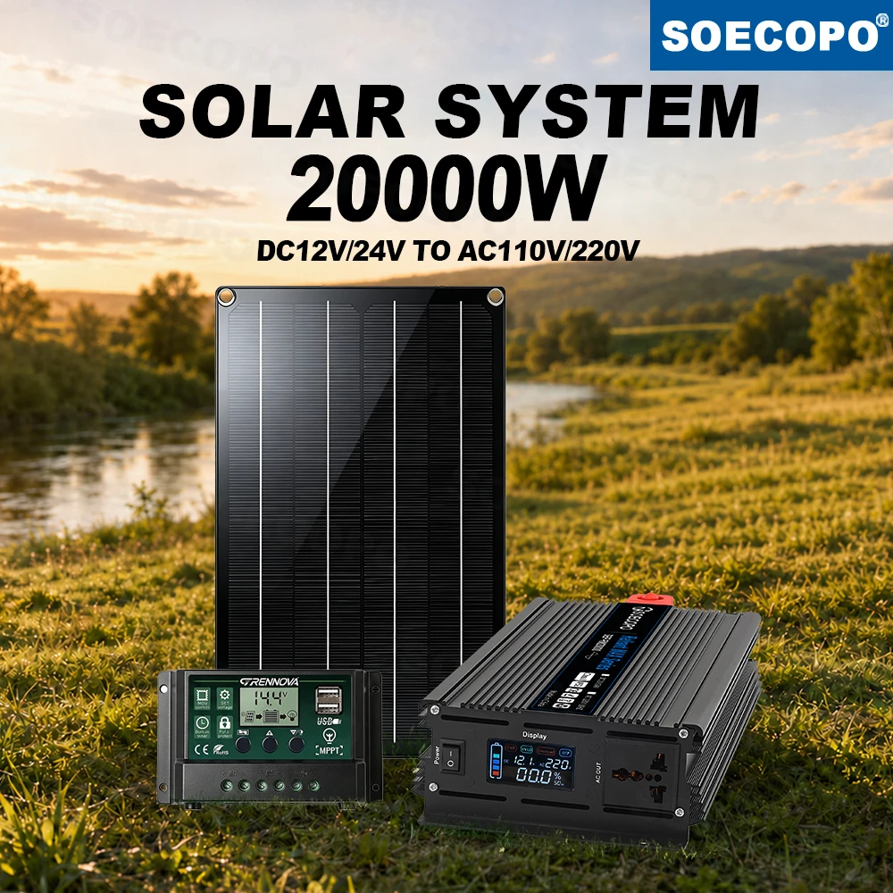 SOECOPO Outdoor Event Solar Panel Kit 800W Specification 2000W Rated Power Inverter Controller for Lighting Phone Charging