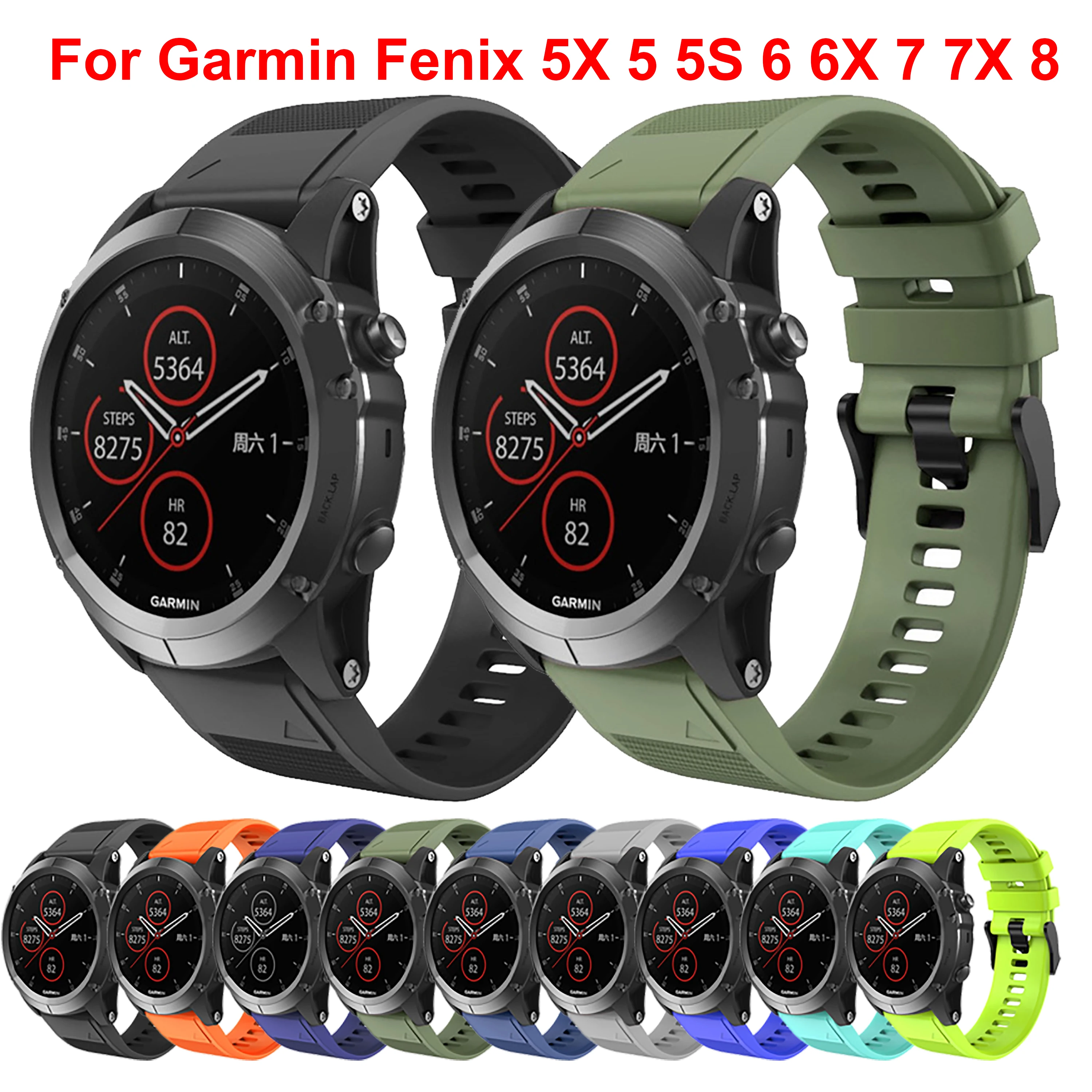

20 26MM Silicone WatchBand Strap For Garmin Fenix 5 5X Plus 7 7X 6X 6 Pro Epix Gen2 Enduro 2 WristStrap QuickFit Release Bracele