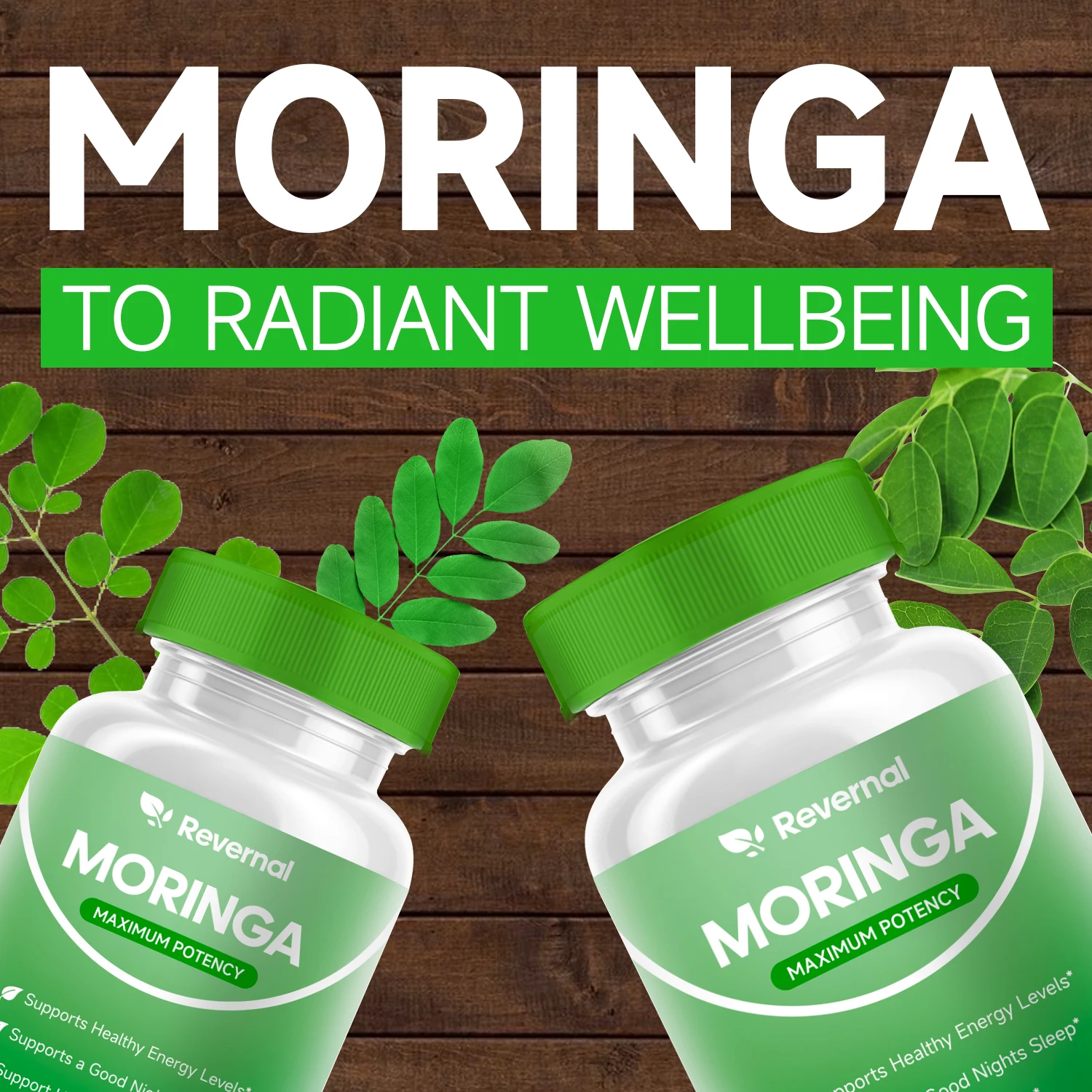 Moringa Powder Capsules - 800mg of Pure Nutrient-Rich Moringa Powder - A Natural Green Antioxidant Superfood - Supports Energy